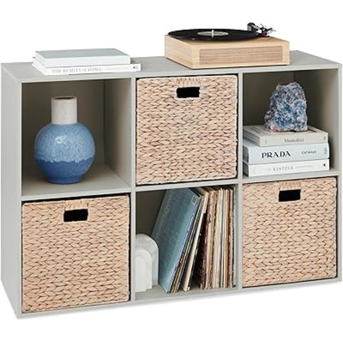 Best Choice Products 6-Cube Storage Organizer, 13.5in Shelf Opening, Bookcase, Display Shelf, Customizable w/ 3 Removable Back Panels – Gray