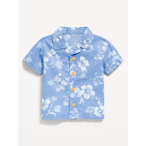 Printed Short-Sleeve Linen-Blend Shirt for Baby