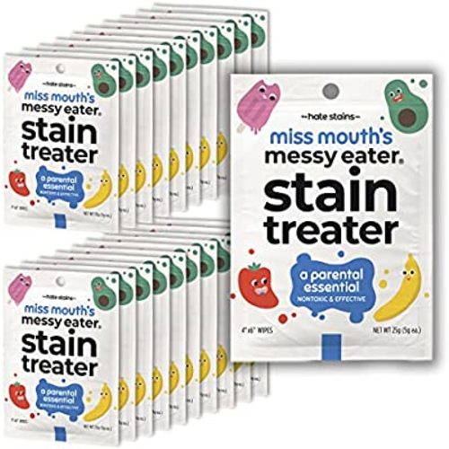 HATE STAINS CO Stain Remover for Clothes - 25 Wipes - Newborn & Baby Essentials - Miss Mouth's Messy Eater Stain Treater Spray - No Dry Cleaning Food, Grease, Coffee Off Laundry, Underwear, Fabric