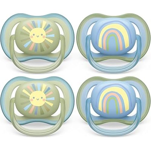 Philips Avent Ultra Air Pacifier - 4 x Light, Breathable Baby Pacifiers for Babies Aged 0-6 Months, BPA Free with Sterilizer Carry Case (Model SCF085/49)