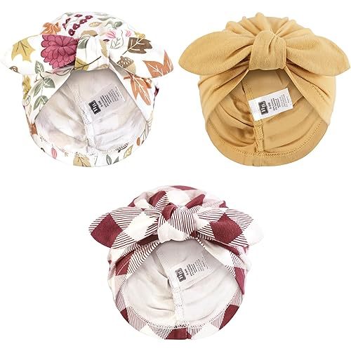 Hudson Baby Infant Girls Turban Cotton Headwraps, 0-24 Months