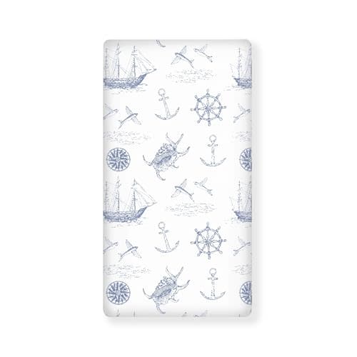 Winpema Yachts Seagoing Vessel Fitted Crib Sheet Nautical Style Baby Crib Sheet Fit Standard Crib and Toddler Mattress,Crib Mattress Sheets for Boys Girls 28"x52"