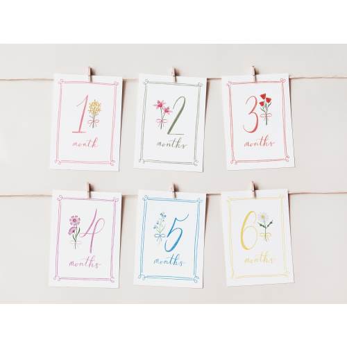 Girl Milestone Cards | Wildflower Watercolor | Baby Shower Gift | Newborn Gift