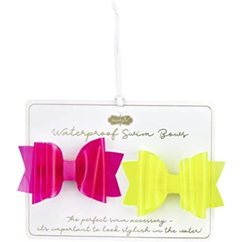 Mud Pie Baby Girls' Small Swim Hair Bow Set, Yellow/Pink, 2" x 3"