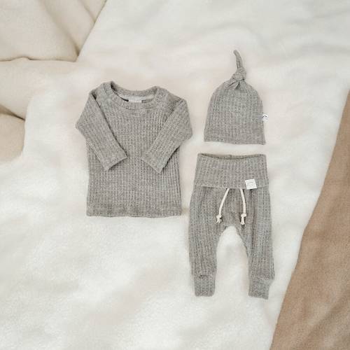 Gray waffle baby clothes, breathable coming home outfit, boy infant hospital set, preemie baby clothes, minimal clothes, newborn, 3-6m.