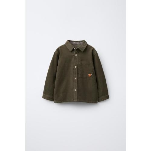 FINE-WALED CORDUROY SHIRT WITH POCKETS - Green | ZARA United States