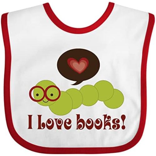 inktastic I Love Books Bookworm Baby Bib