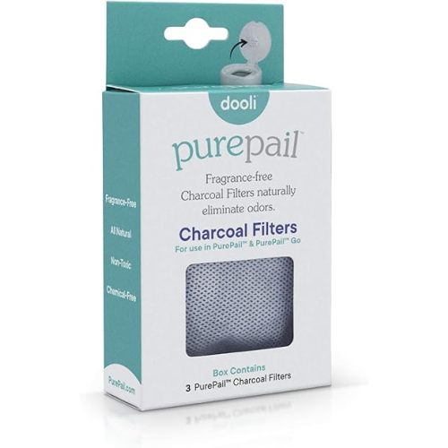 Charcoal Filters — 3 Count — Absorb and Naturally Eliminate Odors — Fragrance and Chemical Free — Non-Toxic — Fits PurePail Classic and PurePail Go — Replace Every 30 Days —3 Month Supply