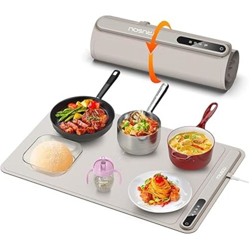Electric Warming Tray - Full Surface Heating,Rollable & Portable,Premium Silicone Nano-Material,3 Temperature Settings,Auto Shut-Off -Versatile Food Warmer for Gatherings,Parties,Everyday Use