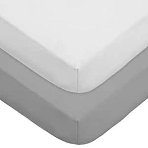 American Baby Company 2 Pack 100% Cotton Jersey Knit Fitted Crib Sheet for Standard Crib and Toddler Mattresses, Gray and White, for Boys and Girls