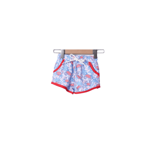 Crab Red and Blue Swim Trunks