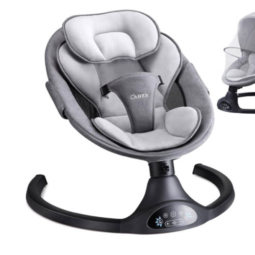 LAREX Baby Swing Infant Swing Electric Toddler Baby Rocker Portable for Newborn Boy Girl, 5 Sway Speeds with Remote Control, 10 Preset Melodies and Bluetooth, 0-6 Months Max 20 Lbs (Black)