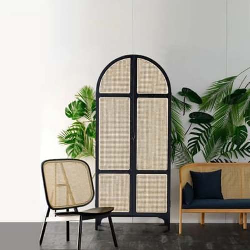 Free Shipping on Woven Rattan Bedroom Clothing Armoire with Hidden 2 Doors and Drawers Wardrobe, Black｜Homary