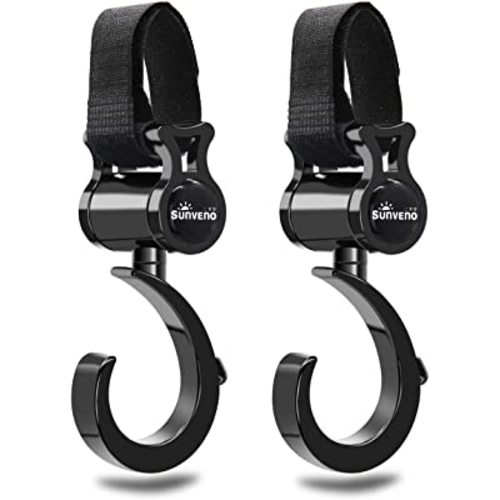 SUNVENO Baby Stroller Hooks for Mom Purse Shopping Grocery Bag and Accessory - (2 Pack)