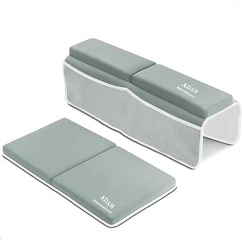 ADAM Bath Kneeler and Elbow Rest Pad Set - Adult Bath Pillow with Non-Slip, Waterproof, Plush Grey Kneeling Pad and Arm Support