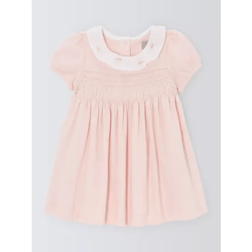 John Lewis Heirloom Collection Baby Pima Cotton Smocked Dress, Pink