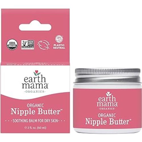 Organic Nipple Butter™ Breastfeeding Cream by Earth Mama | Postpartum Essentials Safe for Nursing, Non-GMO Project Verified, No Lanolin, 2-Fluid Ounce