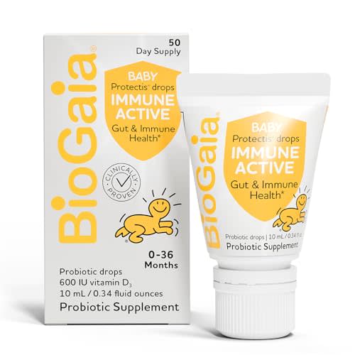 BioGaia Immune Active Baby Probiotic Drops + Vitamin D | for Babies & Toddlers 0-36 Months | Supports Digestive & Immune Health | Allergen, Dairy, Soy & Gluten Free | 50 Day Supply