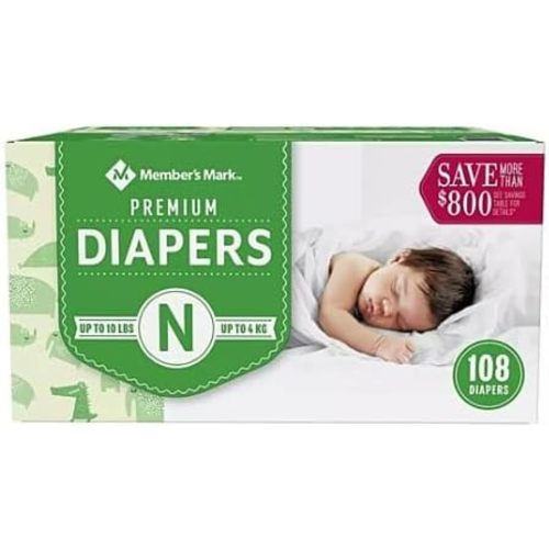 Member's Mark Premium Newborn Diapers (Netcount 108 Diapers ),, 108Count ()
