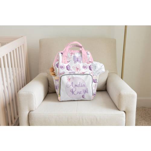 Butterfly Diaper Bag, Custom Diaper Bag Backpack, Girl Diaper Bag, Baby Shower Gift, Personalized Baby Bag, Multiuse Backpack, New Mom Gift