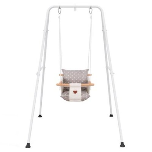 G TALECO GEAR Swing Sets for Outside, Baby Swing Outdoor with Canvas Cushion Seat, Toddler Swing for Girl/Boy, Age 6-24 months, White