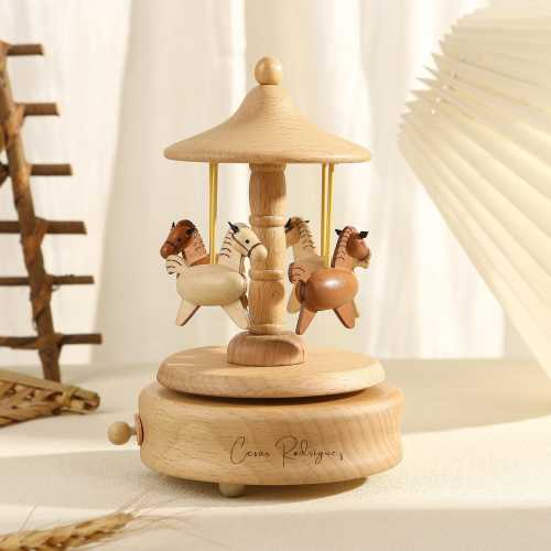 Personalized Carousels Music Box,Engraved Name Music Box,Musical Wooden Carousel Train Box,Baby Shower Gift,New Born Gift, Christmas Gifts