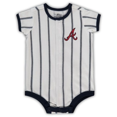 Newborn Atlanta Braves White/Navy Power Hitter Short Sleeve Bodysuit