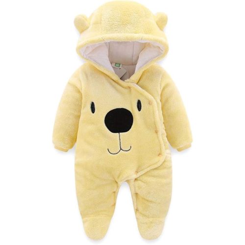 BOZWELL Newborn Baby Cartoon Bear Snowsuit Infant Jumpsuit Footie Romper Winter Coat Romper