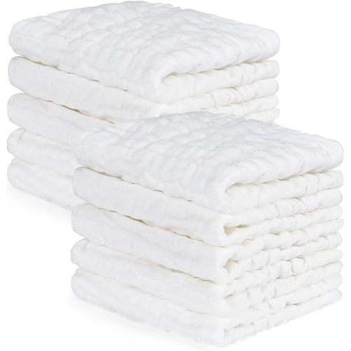Accmor 10 Pack Baby Washcloths, Soft Face Cloths for Newborn, Natural Cotton Bath Face Towels Baby Wipes Burp Rag Wash Cloths