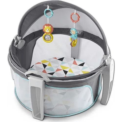Fisher-Price Baby Portable Bassinet and Play Space On-the-Go Baby Dome with Developmental Toys and Canopy, Windmill
