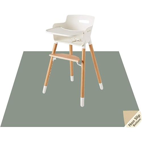 Splat Mat for Under High Chair/Arts/Crafts by CLCROBD, 51" Baby Anti-Slip Food Splash and Spill Mat for Eating Mess, Waterproof Floor Protector and Table Cloth (Gray)