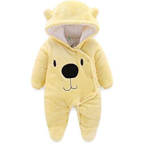 ALLAIBB Baby Newborn Snowsuit Winter Hooded Footie Fleece Jumpsuit for Infant Girls Boys