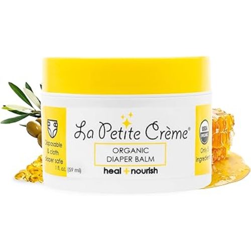 La Petite Creme French Organic Diaper Balm (1 oz) - Healing & Nourishing Diaper Cream - Gentle & Safe Liniment Baby Lotion - USDA Certified Organic - Baby Essentials for Newborn