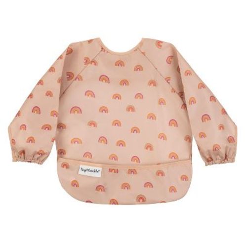 Tiny Twinkle Mess-Proof/Waterproof Long-Sleeve Baby Bib, Machine Washable Smock for Eating (Boho Rainbow, Small 6-24 Months)