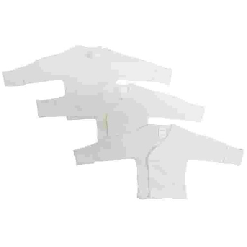 Bambini White Long Sleeve Side Snap Shirt With Mitten Cuffs, 3pk (Baby Boys Or Baby Girls, Unisex)