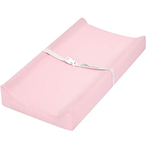 TILLYOU Jersey Knit Stretchy Changing Table Pad Cover Cradle Sheet, Fits 32"/34''x16" Contoured Diaper Change Pad, Unisex Neutral for Baby Boys Girls, Ultra Soft Cozy, Peachy Pink