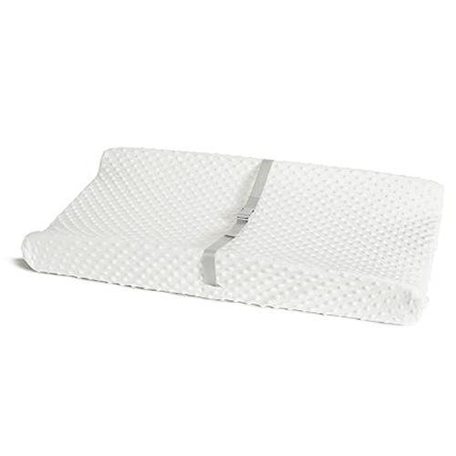 Munchkin Secure Grip Baby Diaper Changing Pad with Cover for Dresser, Waterproof and Wipeable, Contoured, Standard Size (16" x 31"), White