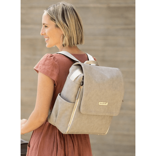 Boxy Backpack in Grey Matte Leatherette