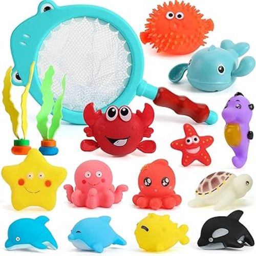 Shindel 16 PCS Baby Bath Toys, Floating Pool Toys for Kids Toddler Boys Girls