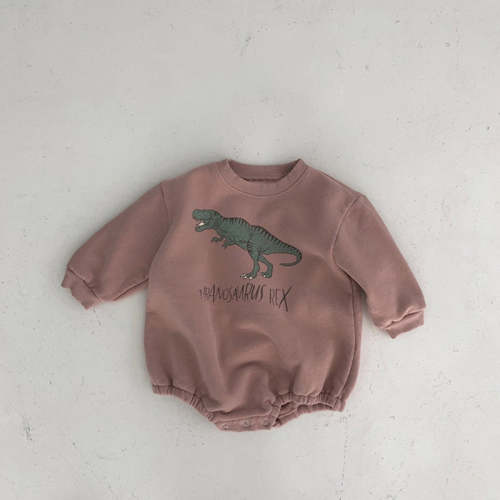 Dinosaur Fleece Lined Bodysuit - Pink 6-9 months