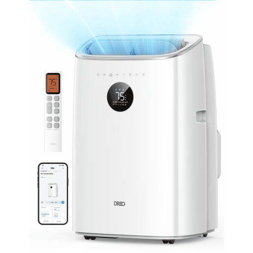 Dreo Portable Air Conditioner 8000 BTU ASHRAE (5000 BTU DOE), Drainage-free Cooling, 45dB Quiet Smart Standing AC for Room, APP/Voice/Remote, 24H Timer with Fan/Dehumidifier, Covers up to 150 Sq. Ft