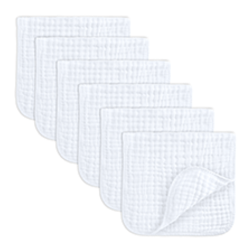 Baby Washcloths, Muslin Cotton Baby Towels, Large 10”x10” Wash Cloths Soft on Sensitive Skin, Absorbent for Boys & Girls, Newborn Baby & Toddlers Bibs & Burp Cloths Essentials Set (White, Pack of 10) - 10-Pack 10"X10"