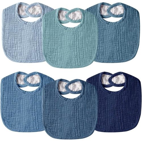 Muslin Baby Bibs for Unisex Boys Girls, Cotton Drool Bibs, Adjustable Newborn Bibs for Drooling and Teething