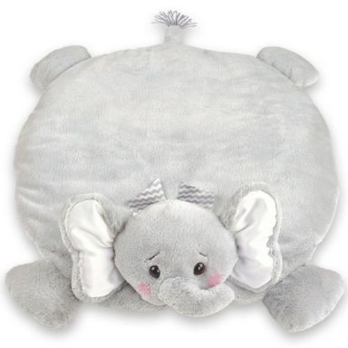 Bearington Baby Lil' Spout Elephant Tummy Time Mat, 30x30in Baby Playmat, Soft Plush Animal Blanket, Elephant Baby Decor