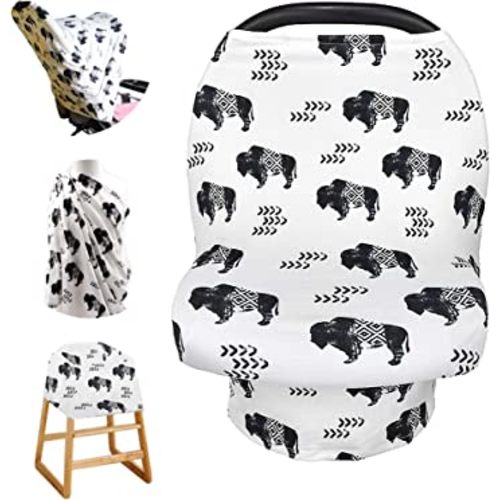 Buffalo Car seat Canopy for Babies, Car Seat Cover for Boys Girls, CarSeat Canopies for Newborn, Multiuse - Nursing Breastfeeding Covers, Shopping Cart/High Chair/Stroller Covers, Soft Breathable