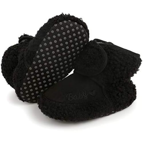Timatego Newborn Baby Boys Girls Booties Stay On Socks Non Skid Soft Sole Infant Toddler Warm Winter House Slipper Crib Shoes 0-18 Months