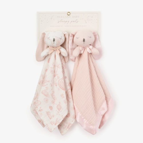 Pink "Sleepy Pals" Organic Security Blanket Set – Elegant Baby