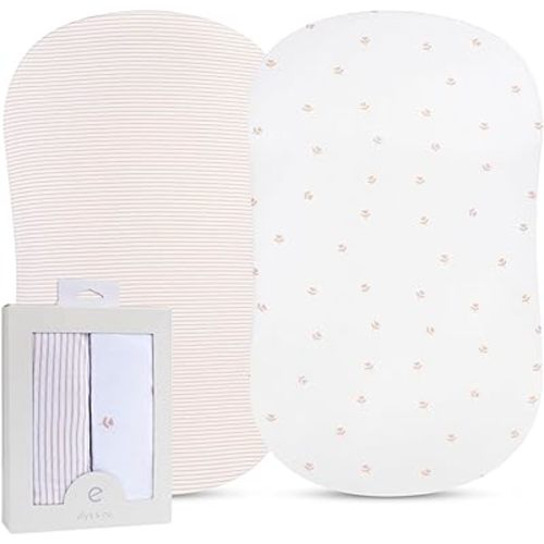 Bassinet Sheet Set 2 Pack - Baby Bassinet Sheets with 100% Jersey Cotton - Bassinet Sheets for Baby Girl and Boy, Newborn Essentials (Bassinet, Pink Tulip)