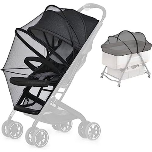Mosquito Net for Stroller,Encrypted Stroller Mosquito Net Full Cover with Double Zipper,Breathable & Foldable Netting for Baby Stroller Mosquito Net Cover(Black)