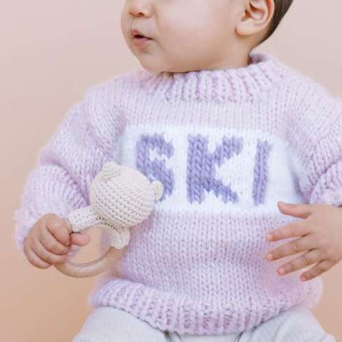 SKI Hand-Knit Sweater, Pink, Lavender & White - The Blueberry Hill | Maisonette